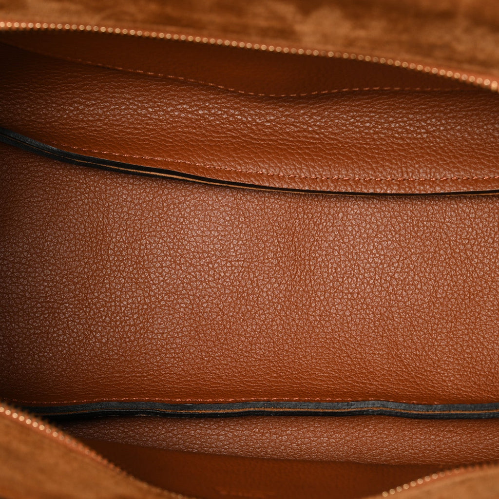 Shiny Grained Calfskin Small Marcie Clutch Tan