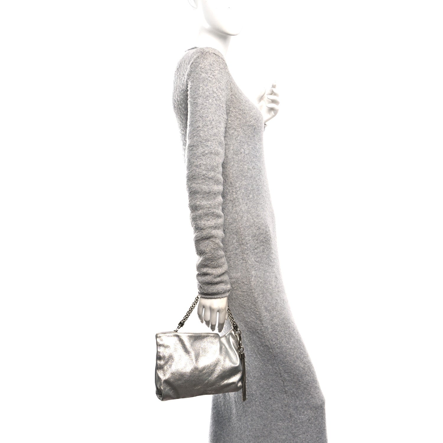 Metallic Goatskin Callie Mea Tassel Silver