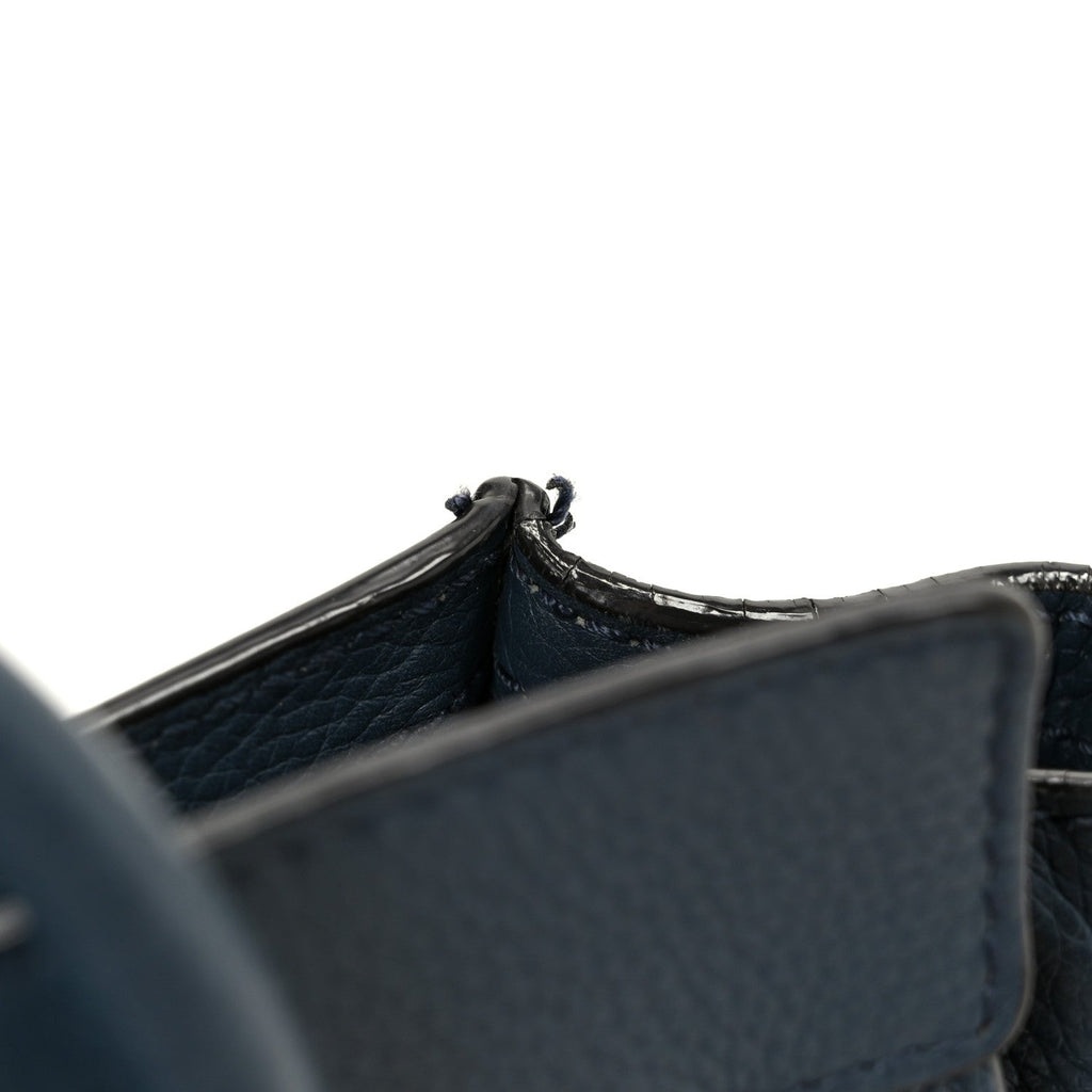 Drummed Calfskin Nano Luggage Navy Blue