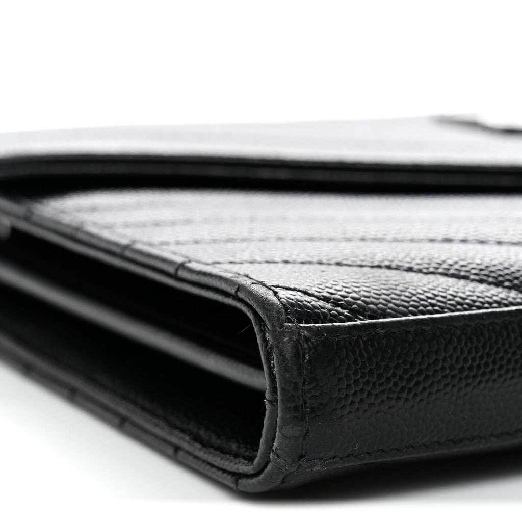 Grain De Poudre Matelasse Chevron Monogram Chain Wallet Black