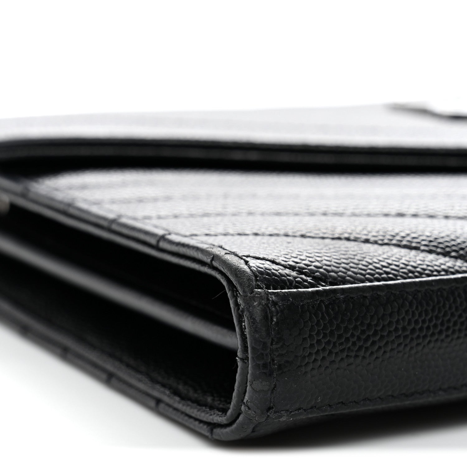 Grain De Poudre Matelasse Chevron Monogram Chain Wallet Black