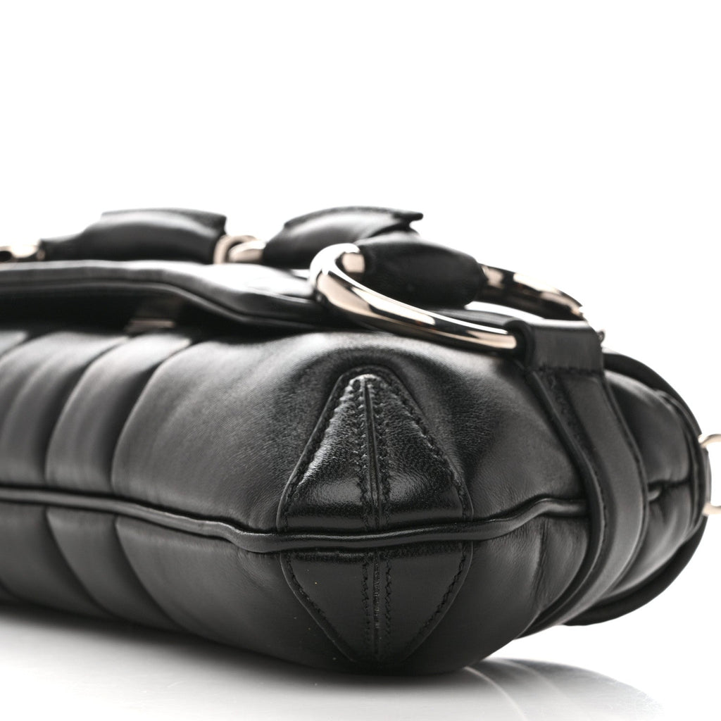 Nappa Vertical Matelasse Small Maxi Horsebit Chain Shoulder Bag Black
