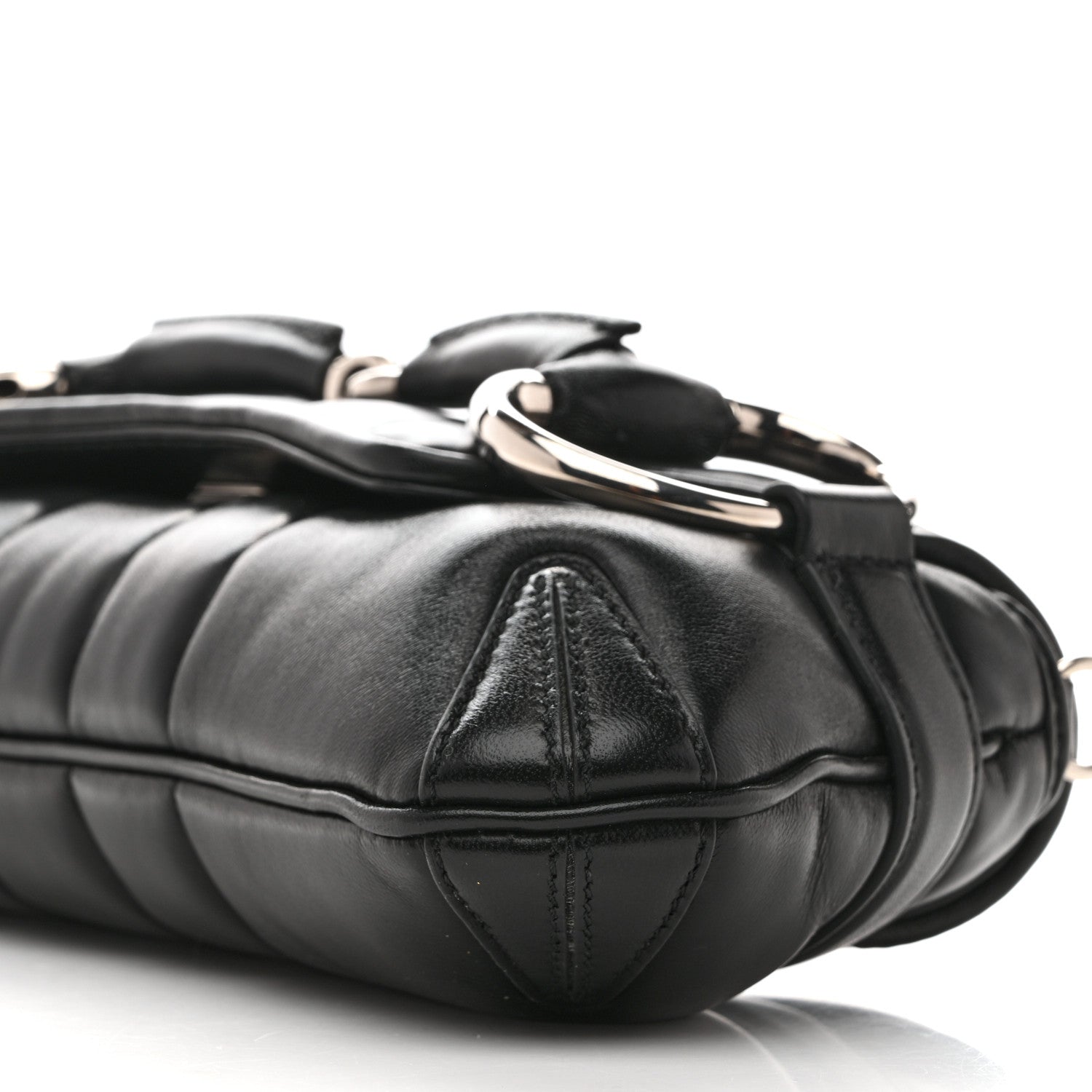 Nappa Vertical Matelasse Small Maxi Horsebit Chain Shoulder Bag Black