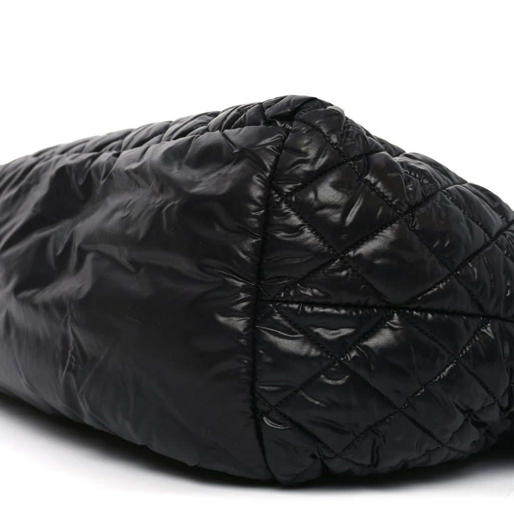 Nylon Quilted Large Coco Cocoon Tote Black
