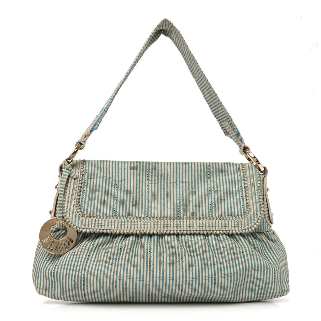 Vitello Perforated FF Striped Small Chef Bag Blue White