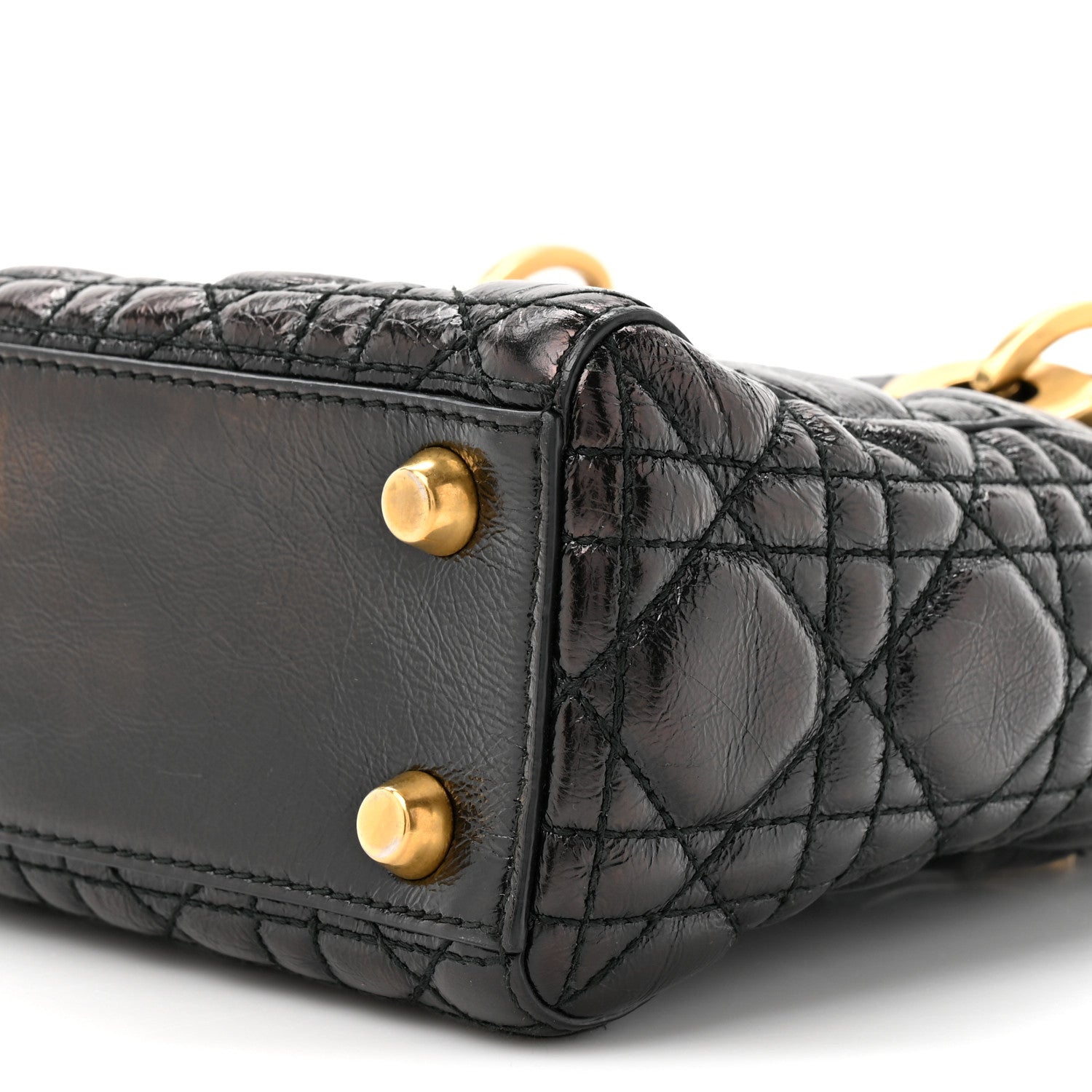 Crinkled Patent Cannage Small Lucky Badges My Lady Dior Black