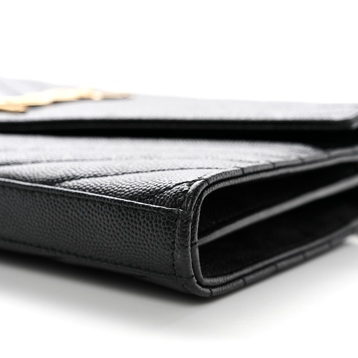 Grain De Poudre Matelasse Chevron Monogram Chain Wallet Black