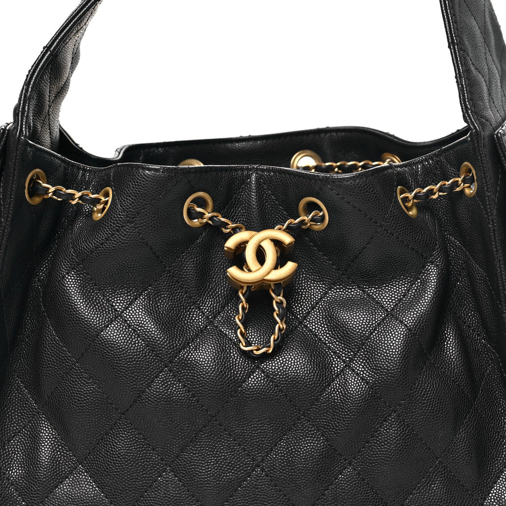 Caviar Quilted Small Chanel 25 Handbag Dark Navy