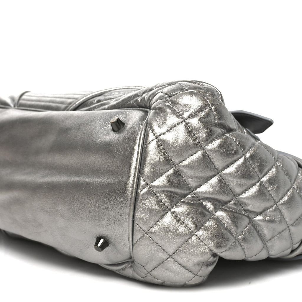 Metallic Calfskin Winnieford Satchel Silver