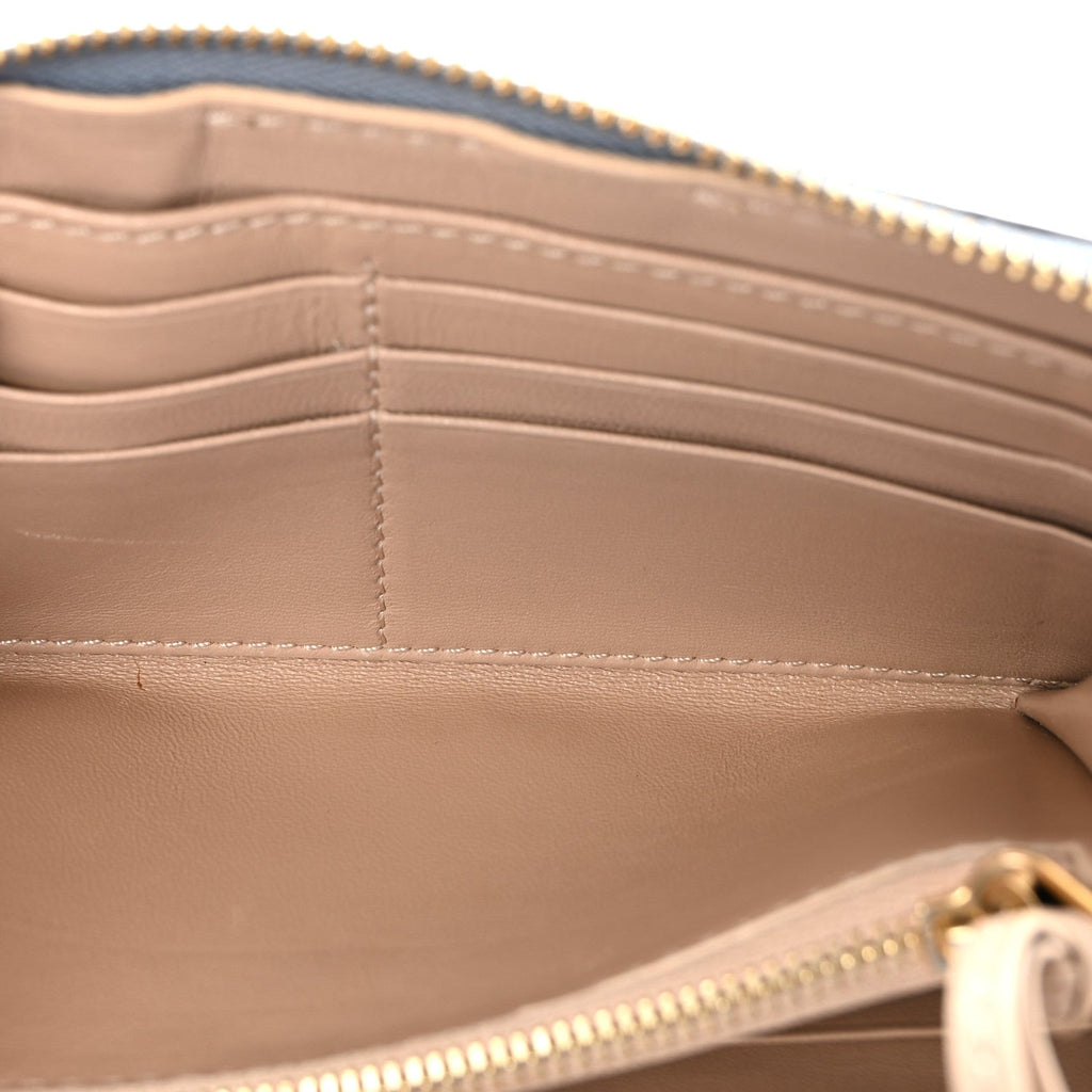 Grained Calfskin Marcie Long Zip Around Wallet Cloudy Blue