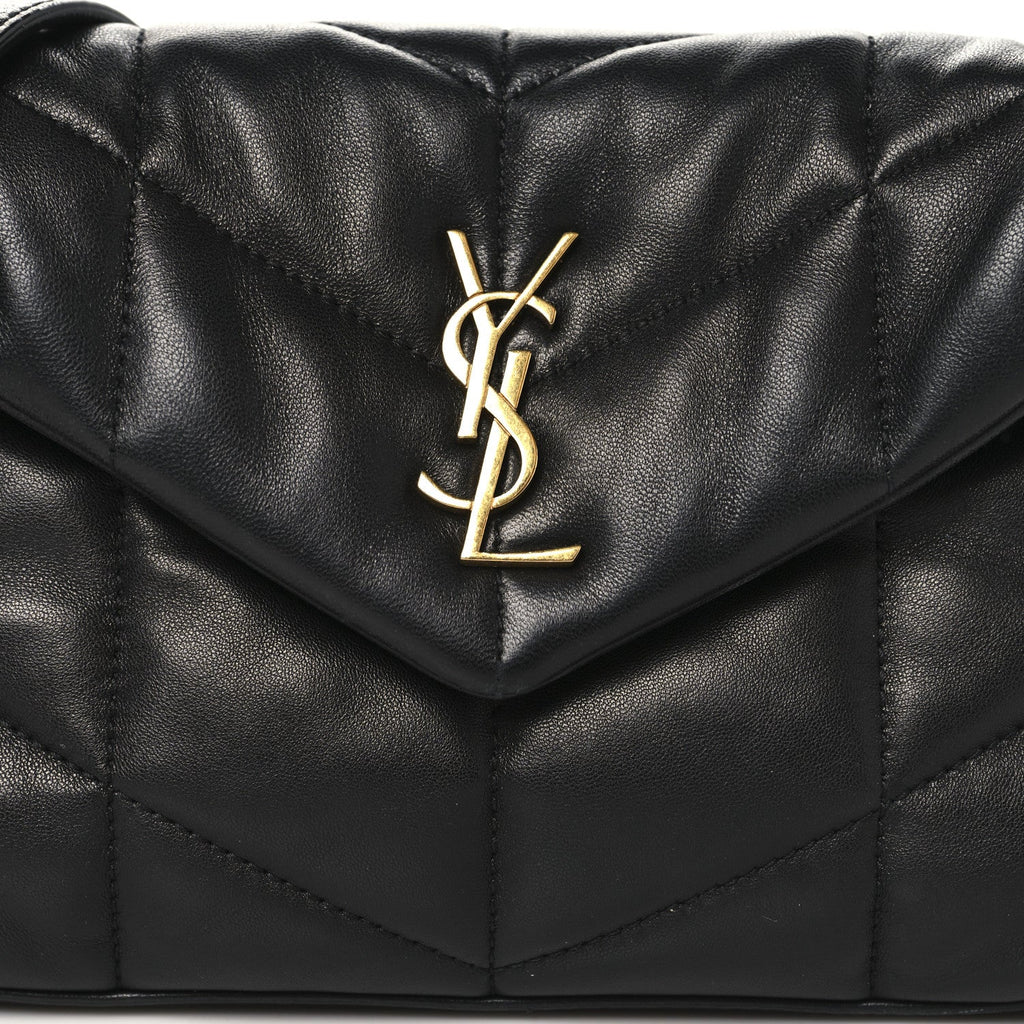 Lambskin Quilted Toy Loulou Puffer Monogram Chain Satchel Black