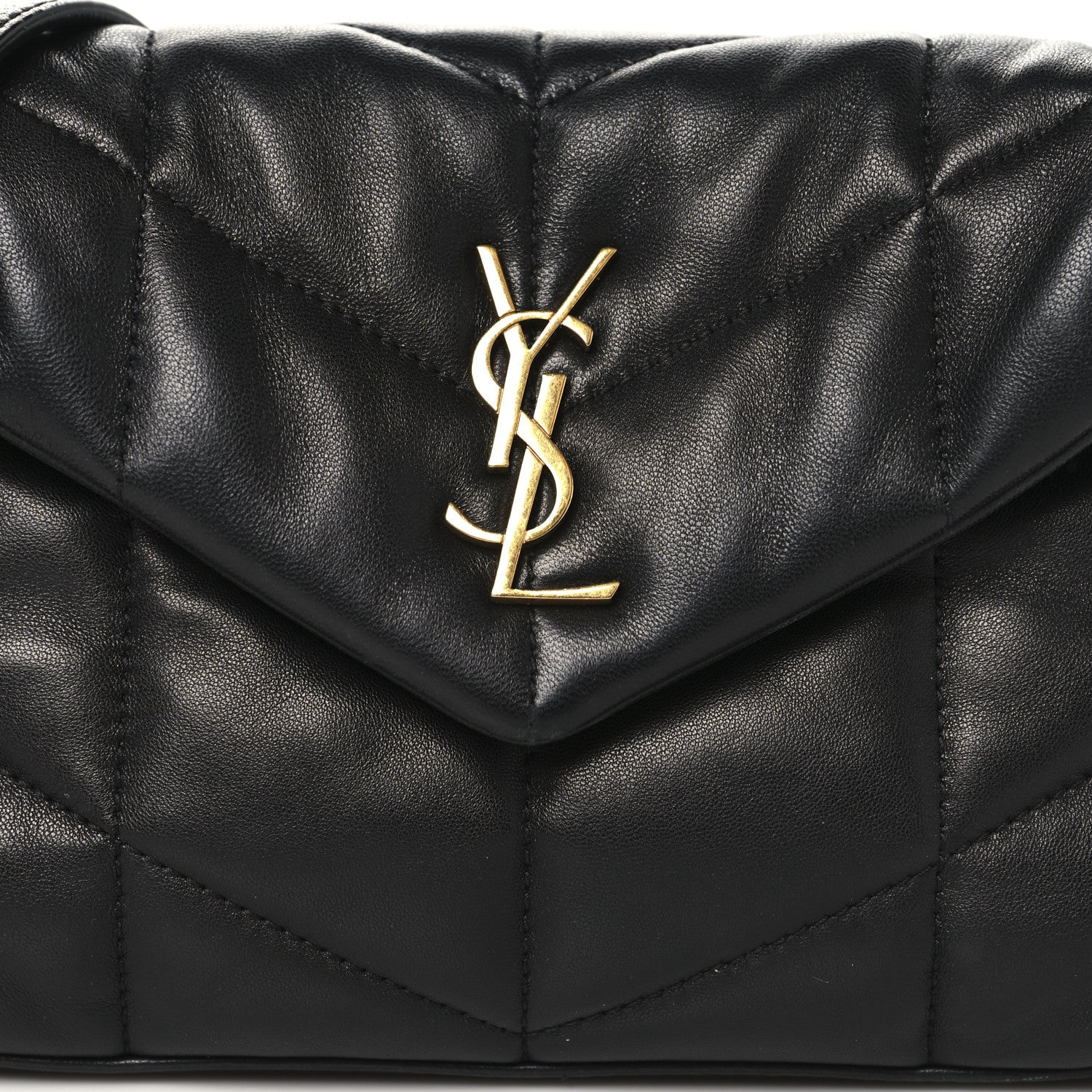 Lambskin Quilted Toy Loulou Puffer Monogram Chain Satchel Black