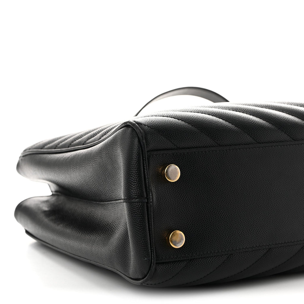Grain De Poudre Matelasse Chevron Monogram Shopping Bag Black