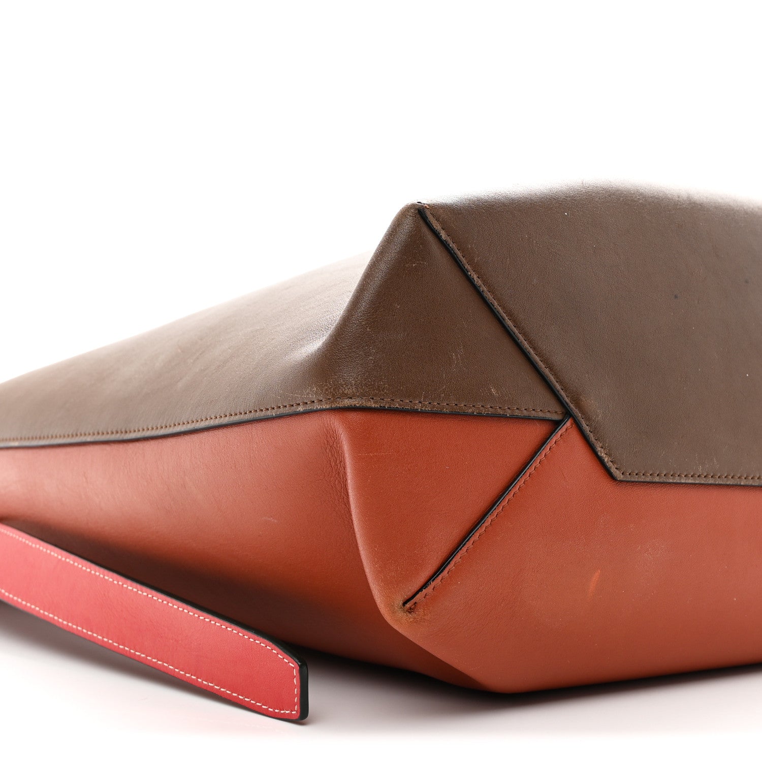 Shiny Smooth Calfskin Small Twisted Cabas Camel Brick