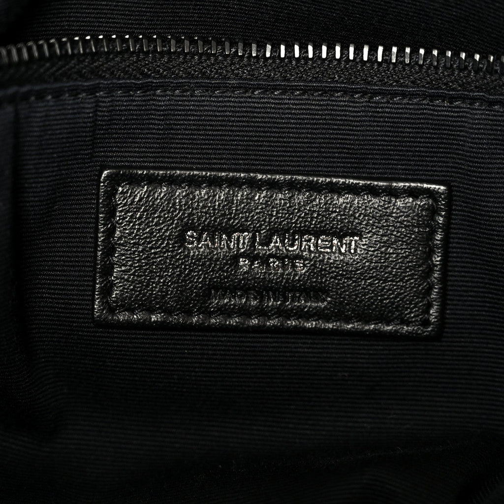 Lambskin Quilted Monogram Monochrome Medium Loulou Puffer Chain Satchel Black