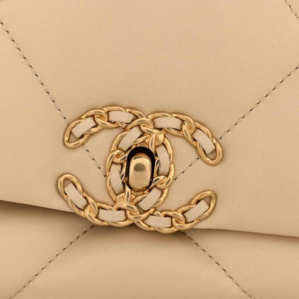 Lambskin Quilted Medium Chanel 19 Flap Beige
