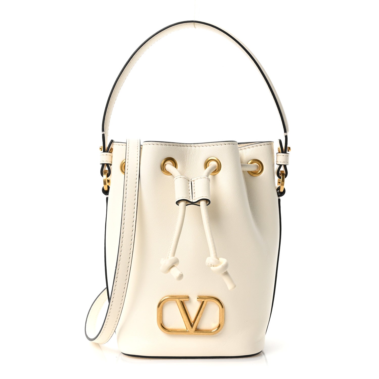Nappa Mini VLogo Signature Bucket Bag Light Ivory