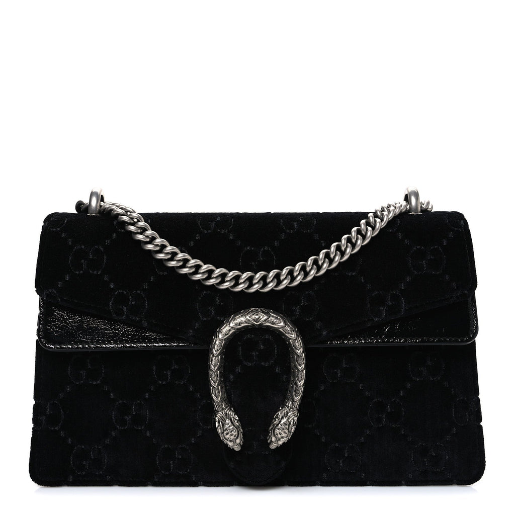 Velvet GG Monogram Small Dionysus Shoulder Bag Black