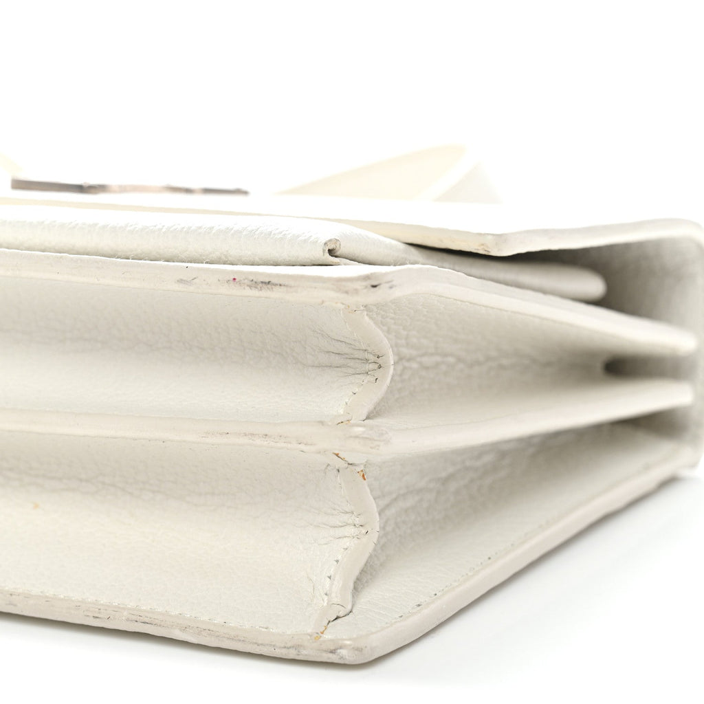 Grained Calfskin Medium Monogram Sunset Satchel White