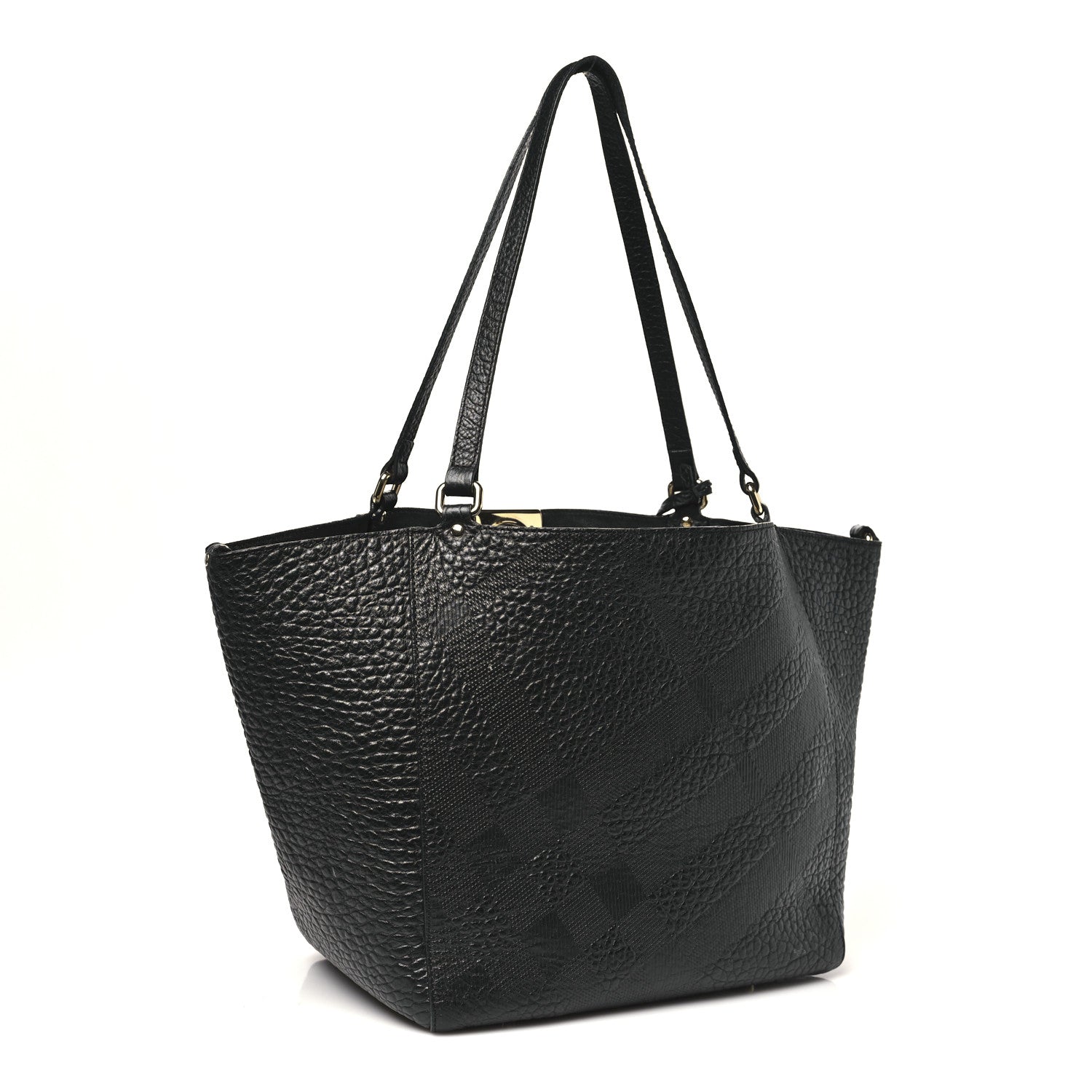 Heritage Grain Check Embossed Medium Dewsbury Tote Black