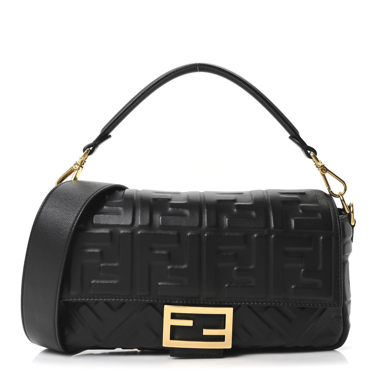 Nappa FF 1974 Embossed Baguette Black