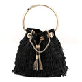 Satin Beaded Mini Bon Bon Bag Black
