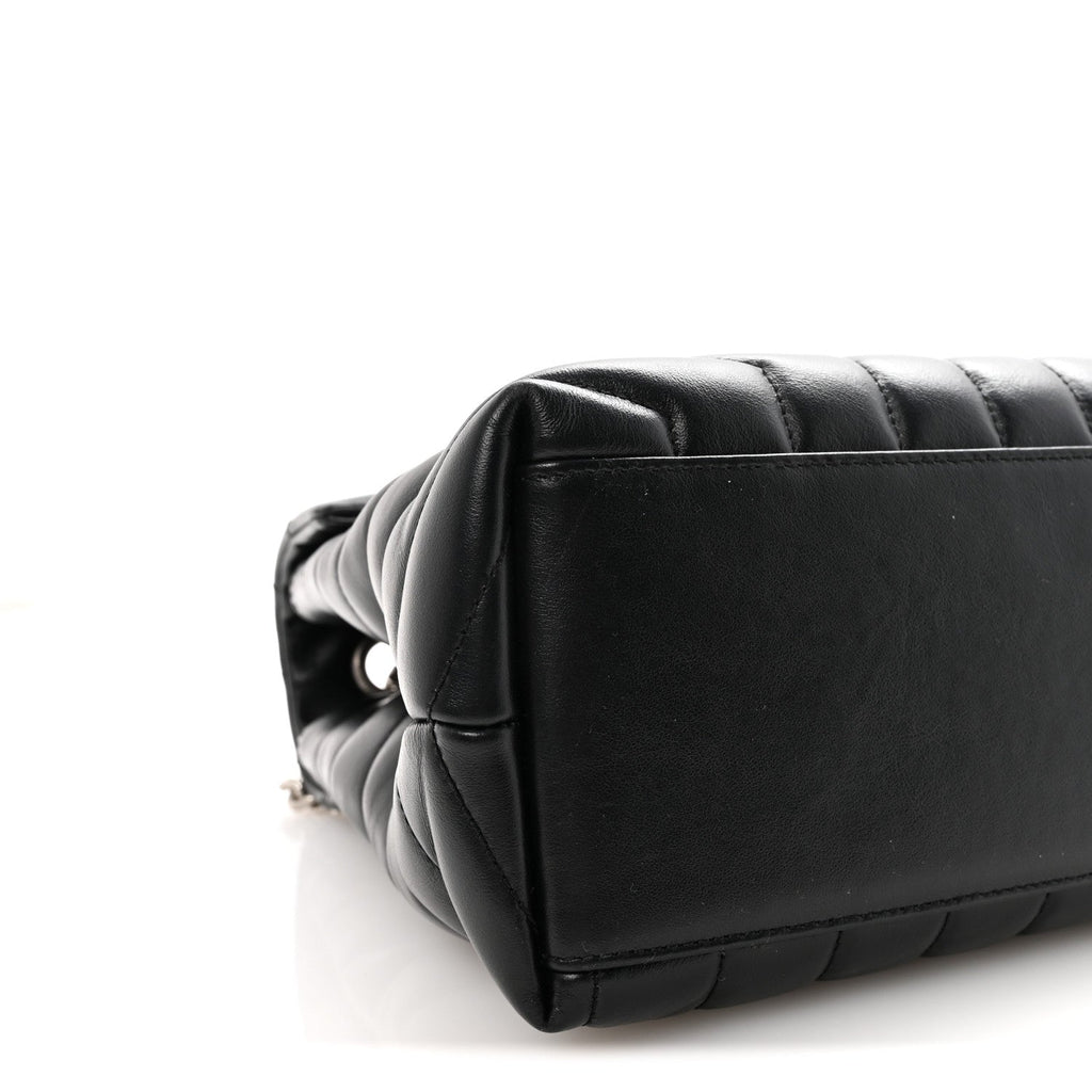 Calfskin Y Quilted Monogram Medium Loulou Chain Satchel Black