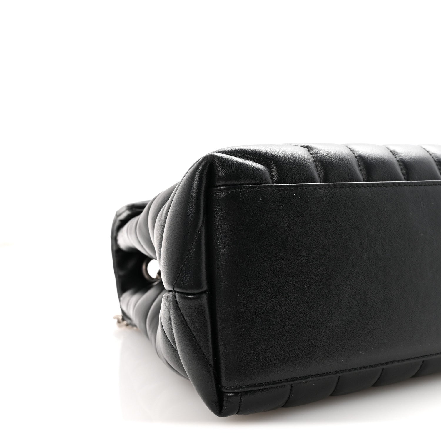 Calfskin Y Quilted Monogram Medium Loulou Chain Satchel Black