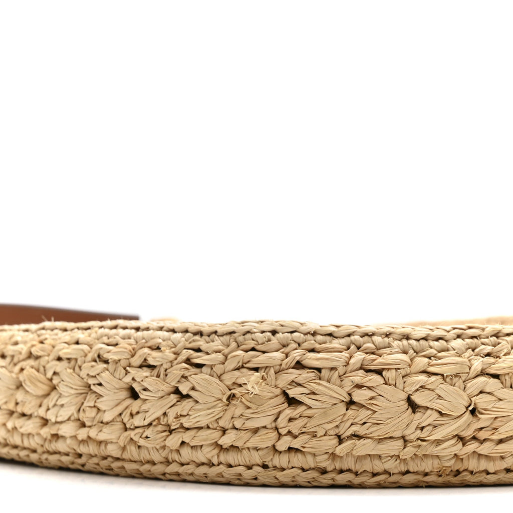 Raffia Calfskin Triomphe Panier Hobo Bag Natural Tan