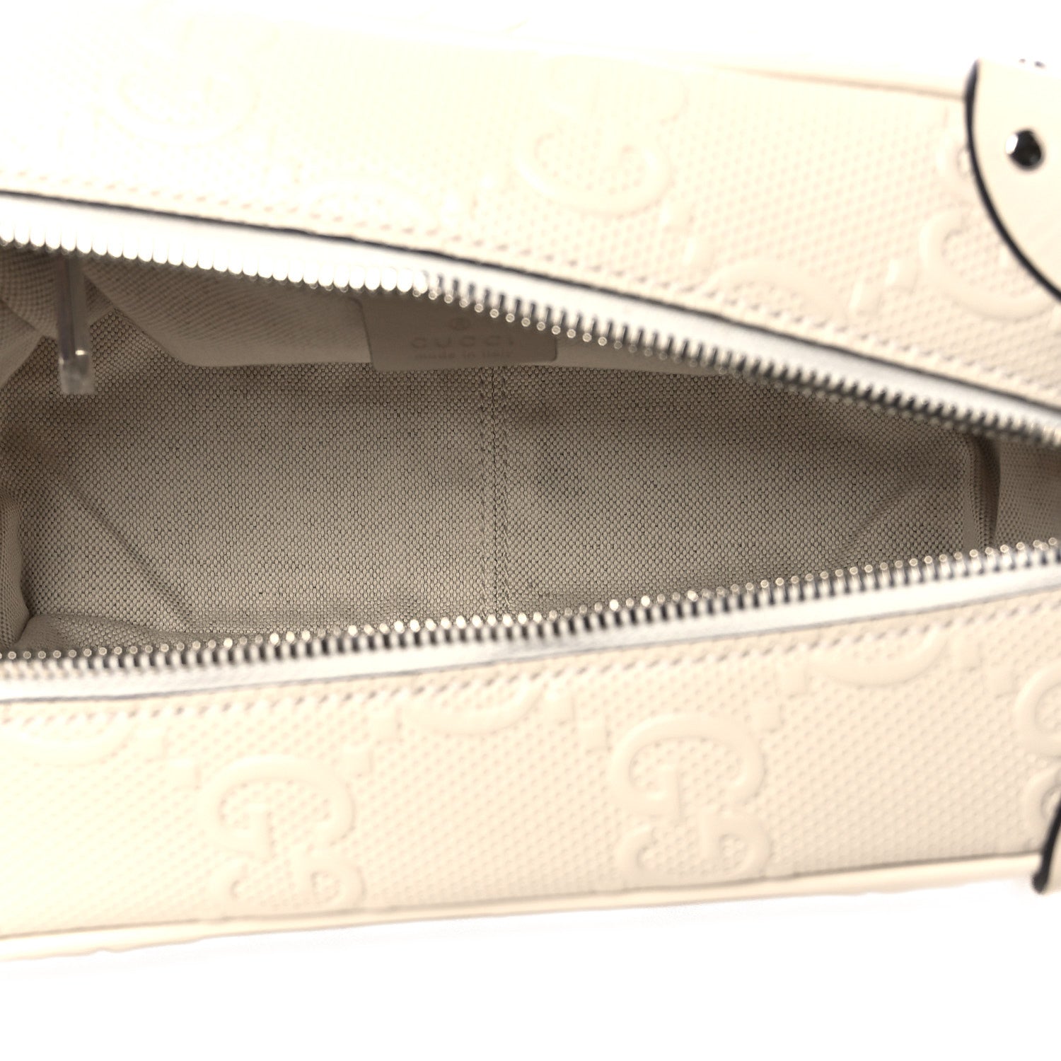 Calfskin GG Tennis Embossed Square Messenger Bag Mystic White