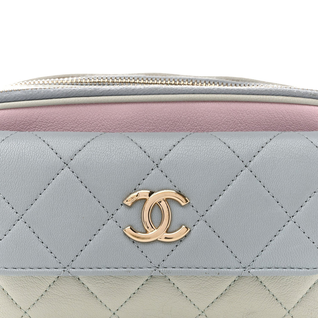 Goatskin Quilted Waist Bag Green Blue Pink