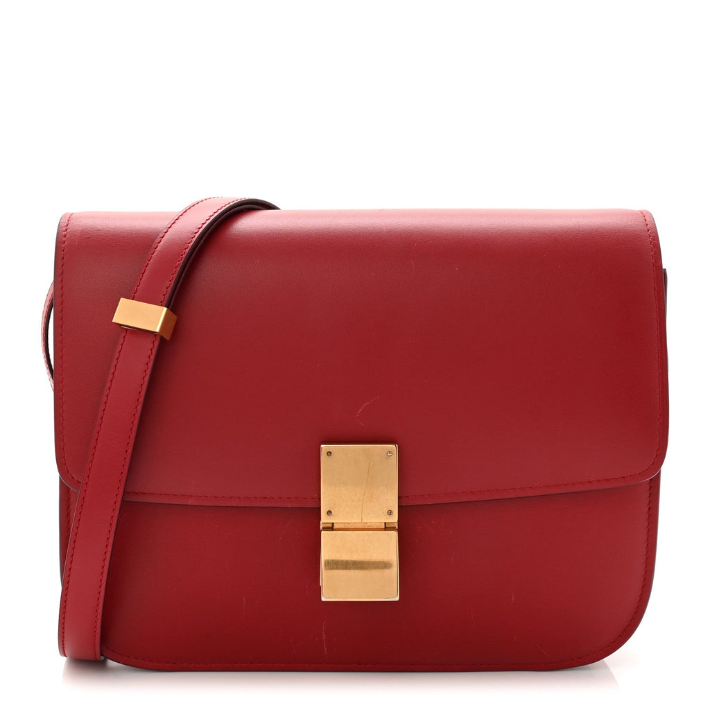 Box Calfskin Medium Classic Box Flap Bag Red