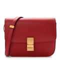 Box Calfskin Medium Classic Box Flap Bag Red