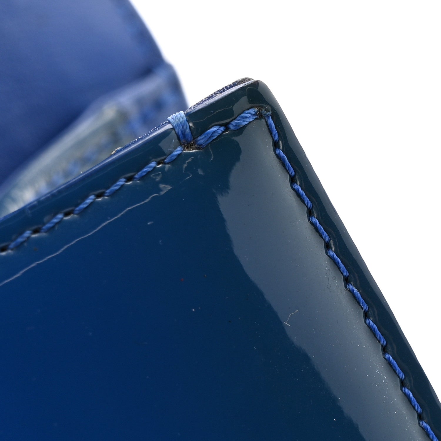 Patent Calfskin Quilted Medium Plexiglass Boy Flap Blue