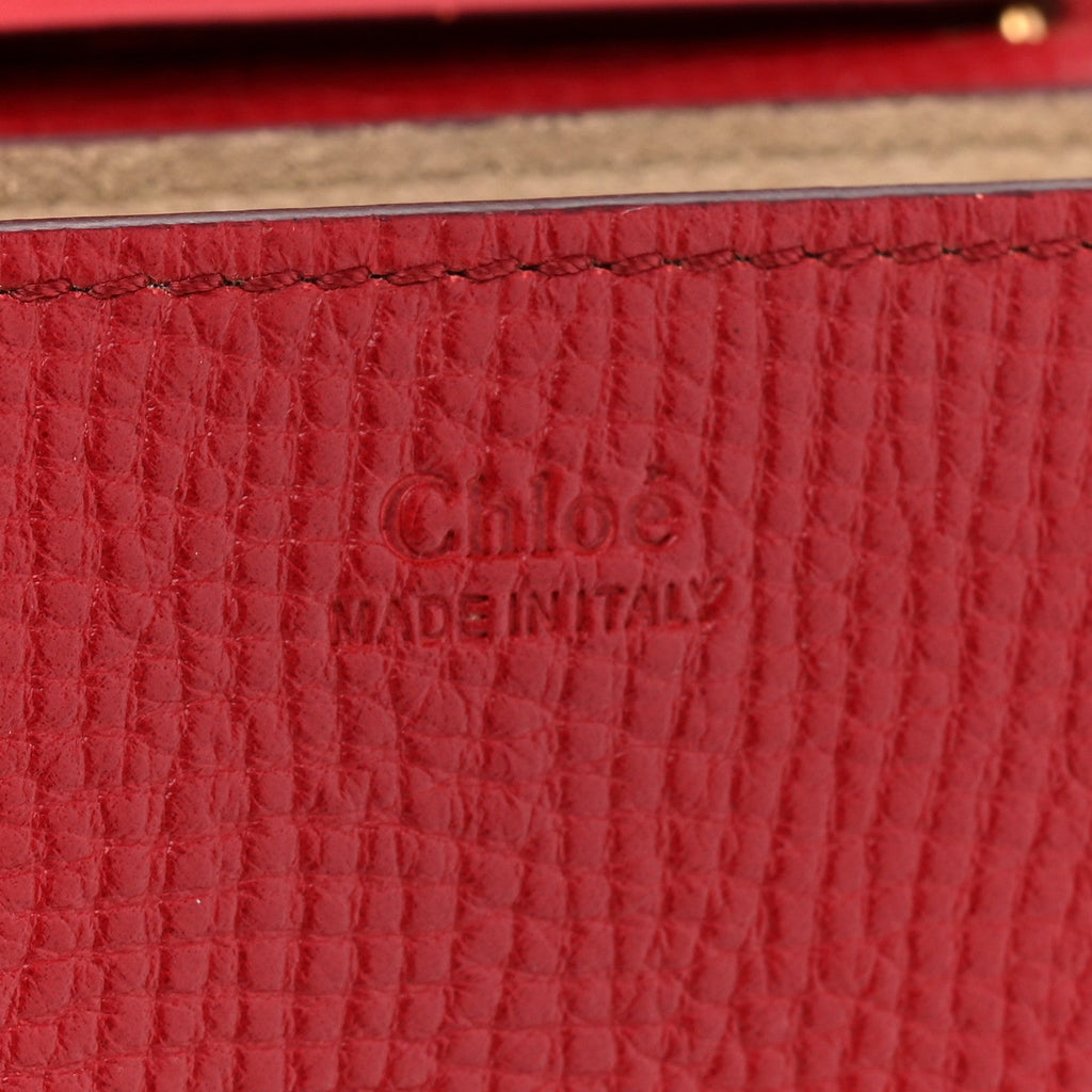 Grained Calfskin Lambskin Mini Bi-Color Drew Shoulder Bag Red