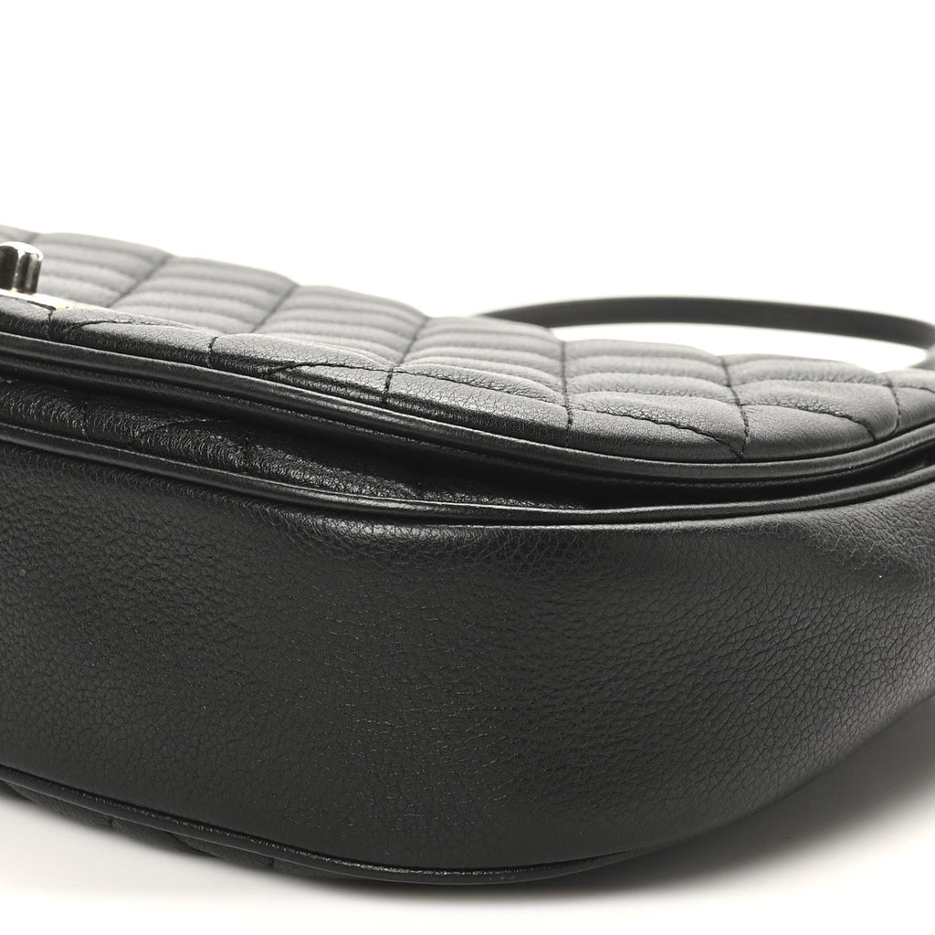 Calfskin Quilted Casual Pocket Messenger Flap Black