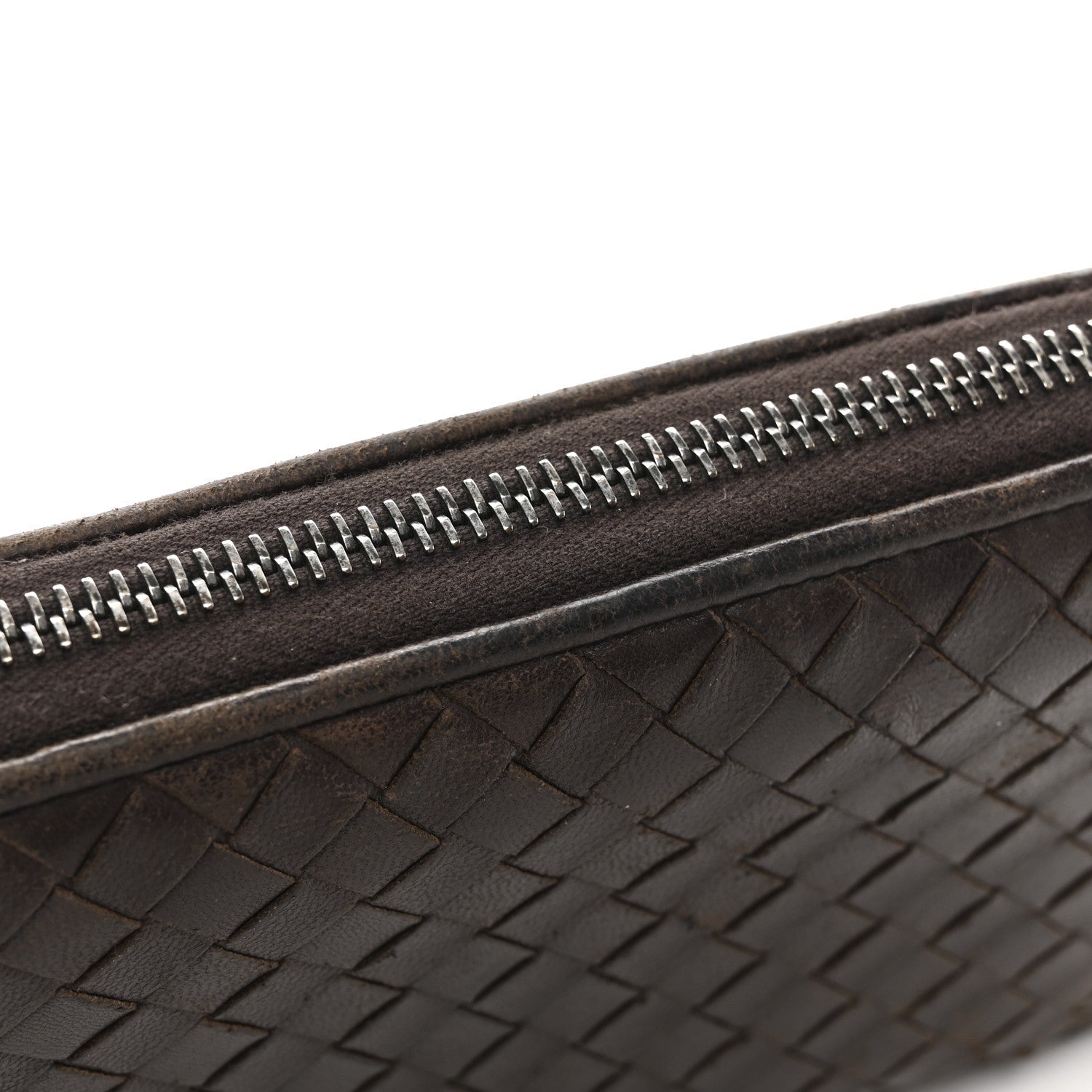 Nappa Intrecciato Zip Around Wallet Ebano