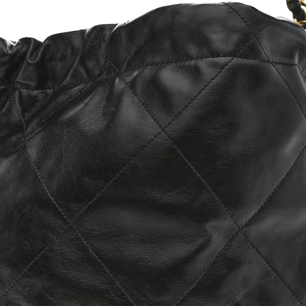 Shiny Calfskin Quilted Small Chanel 22 Black