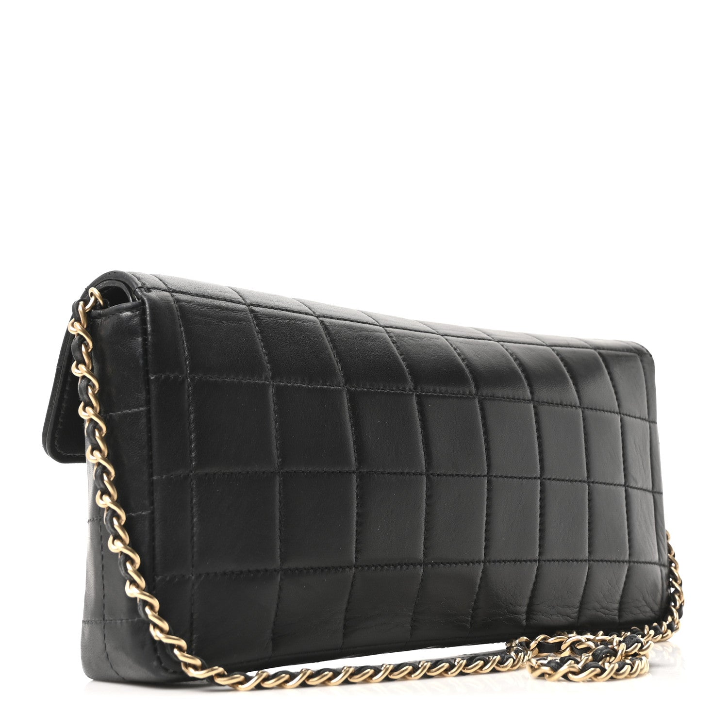 Lambskin East West Chocolate Bar Flap Black