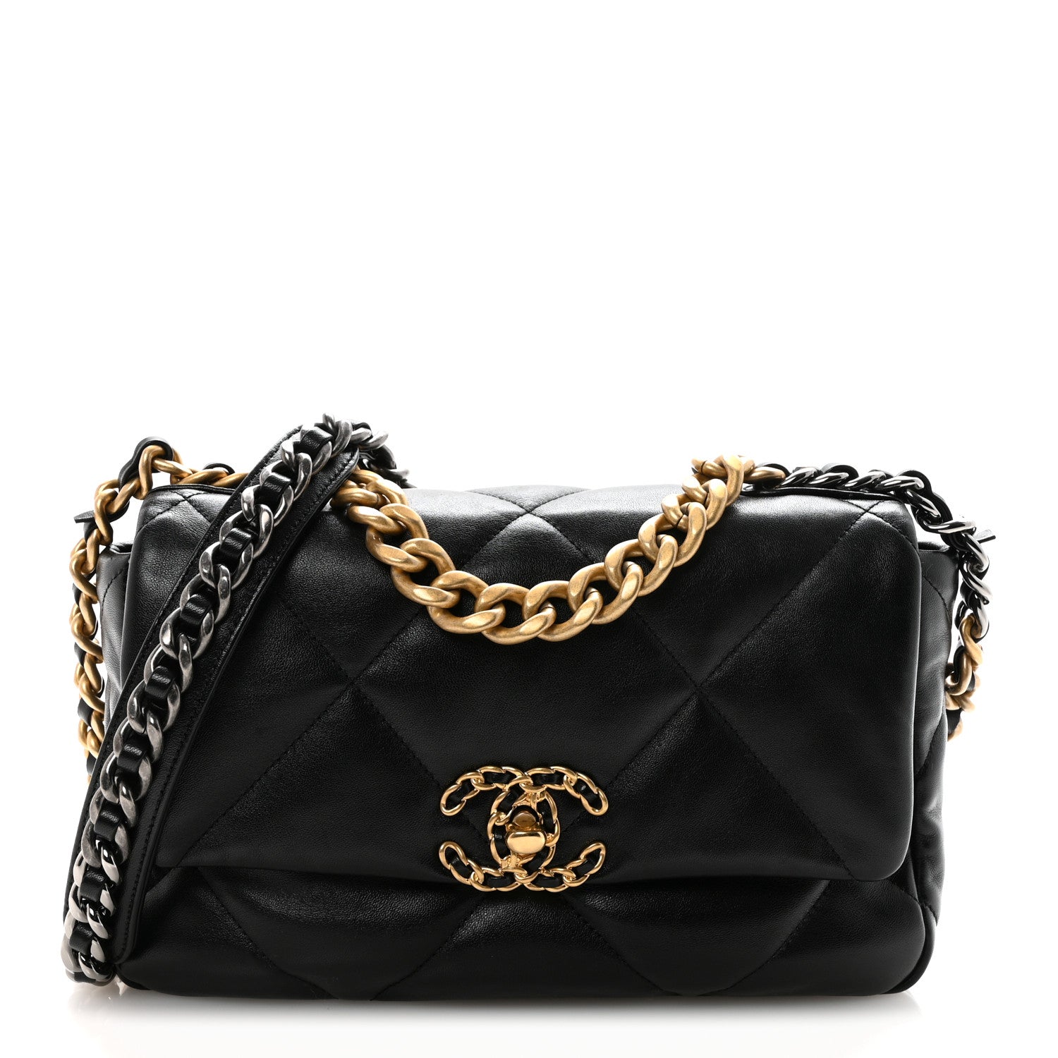 Goatskin Quilted Medium Chanel 19 Flap Black