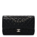 Caviar Quilted Medium Double Flap Black