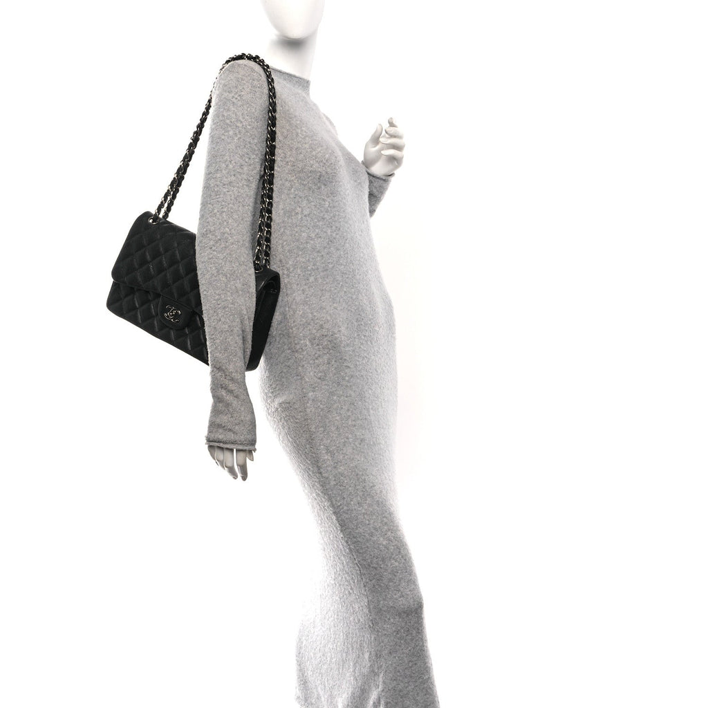 Caviar Quilted Jumbo Single Flap Black