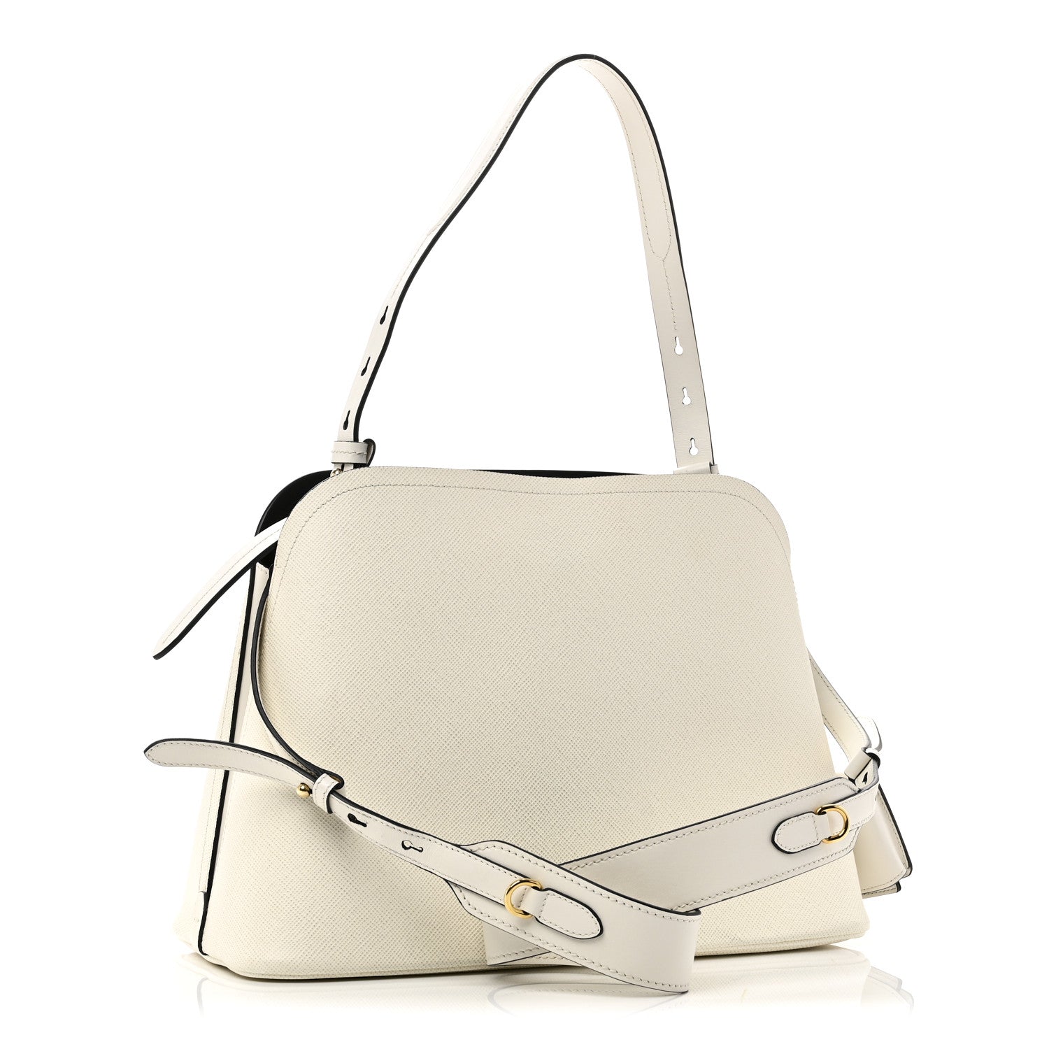 Saffiano Cuir Matinee Tote White Black