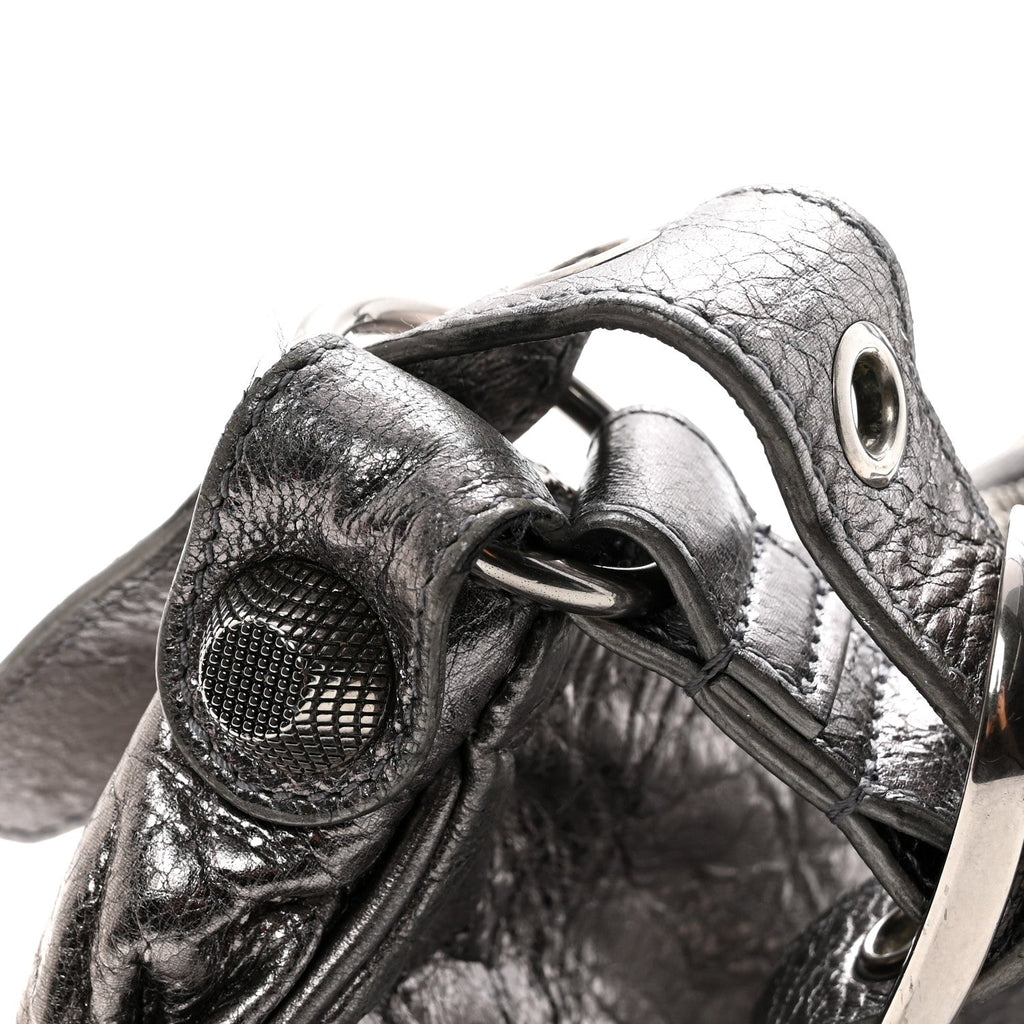 Metallic Agneau Arena Le Cagole Shoulder Bag XS Silver
