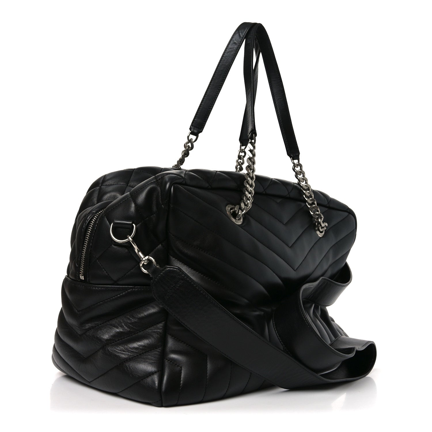 Lambskin Mixed Matelasse Joan Bowling Bag Black