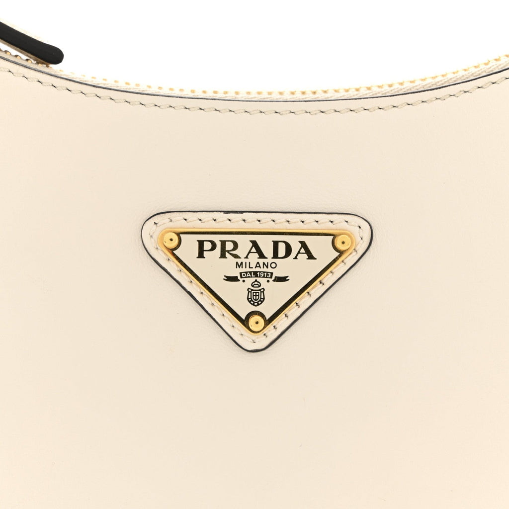 Soft Calfskin Arque Shoulder Bag White