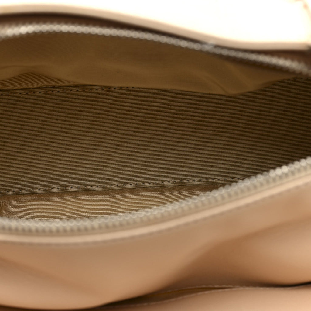 Lambskin Quilted CC Chocolate Bar Barrel Bag Beige
