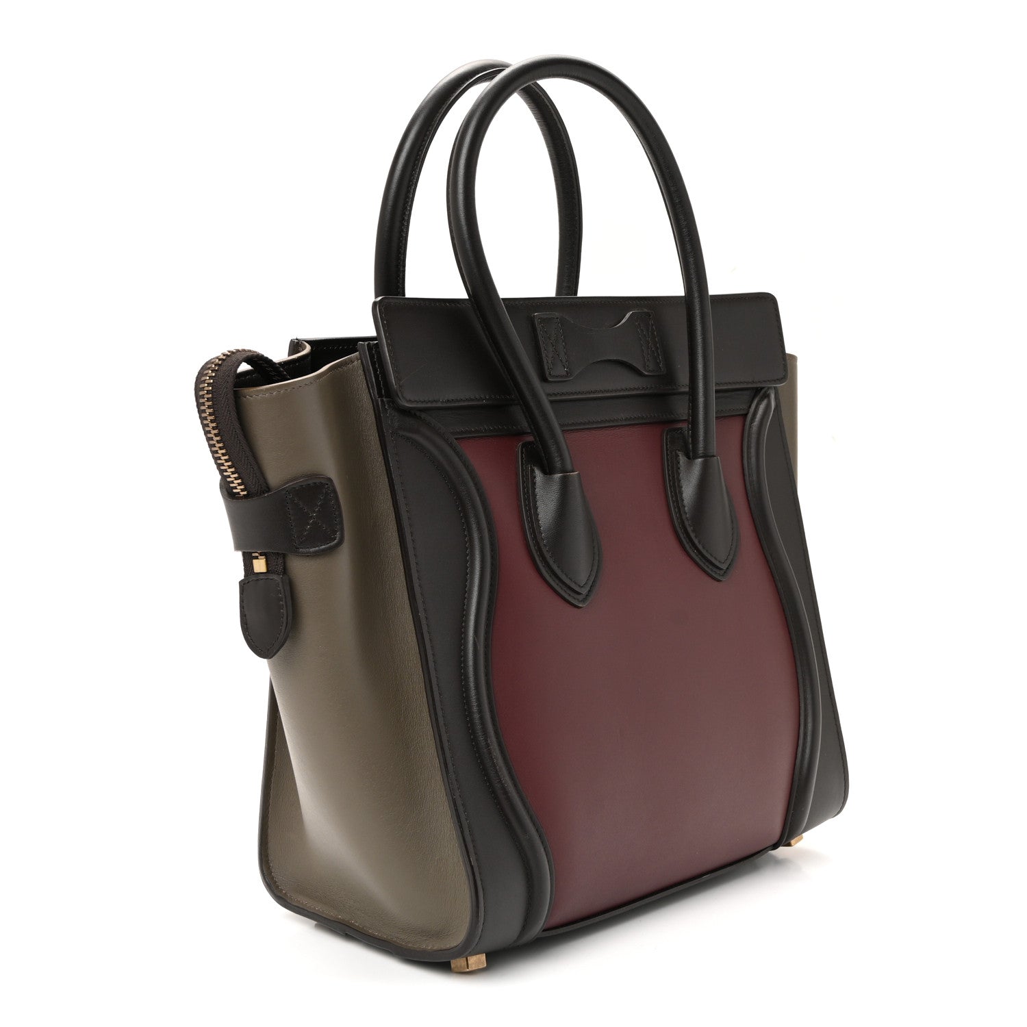 Smooth Calfskin Nubuck Micro Tri-Color Luggage Burgundy