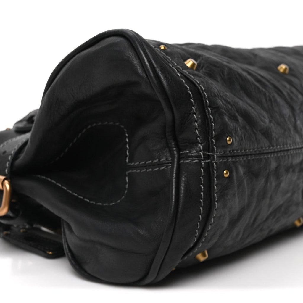 Calfskin Medium Paddington Satchel Black