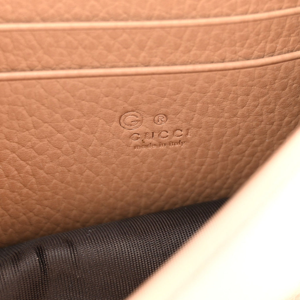 Dollar Calfskin Interlocking G Chain Wallet Camelia